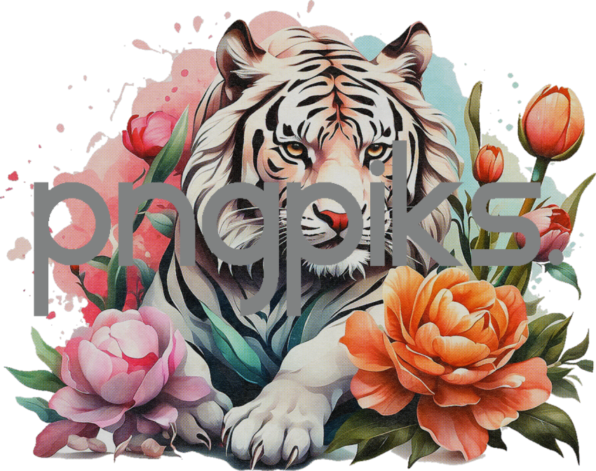 1126197 Anti Design watercolor style tiger flowers tshirt design