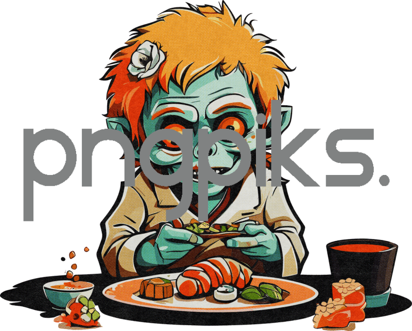 1334168 Sashimi Slayer (But Only in the Cutest Way!): This Lil' Undead Foodie Craves Crunch