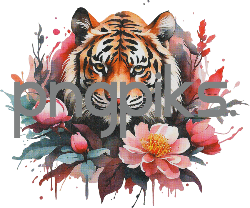 1058479 Anti Design watercolor style tiger flowers tshirt design