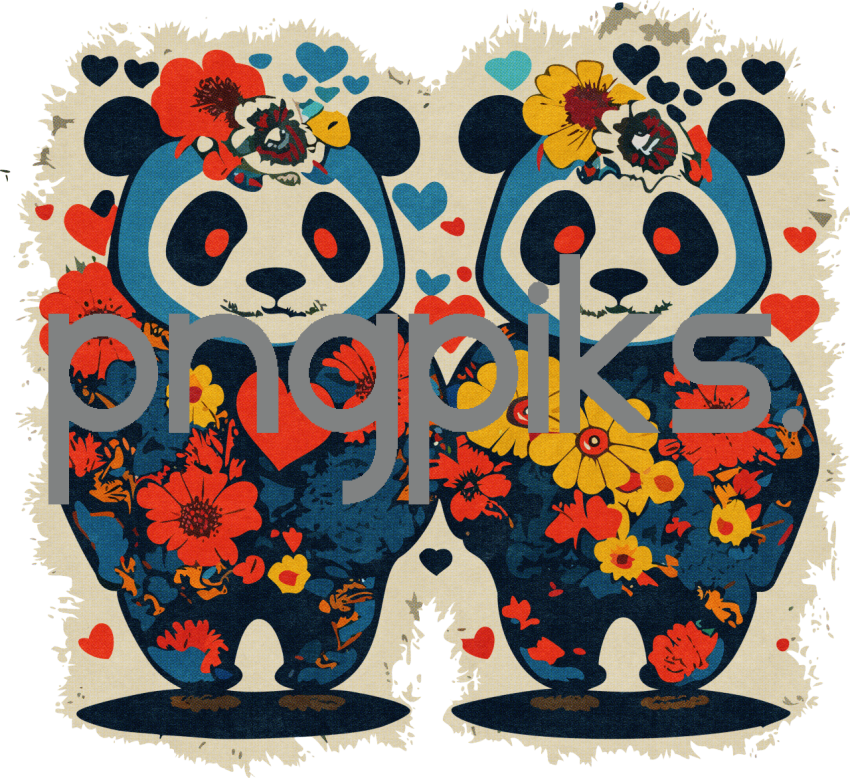 84218524 Valentine's Panda Elegance: Anti-Design Tee with Half-Tone Finesse