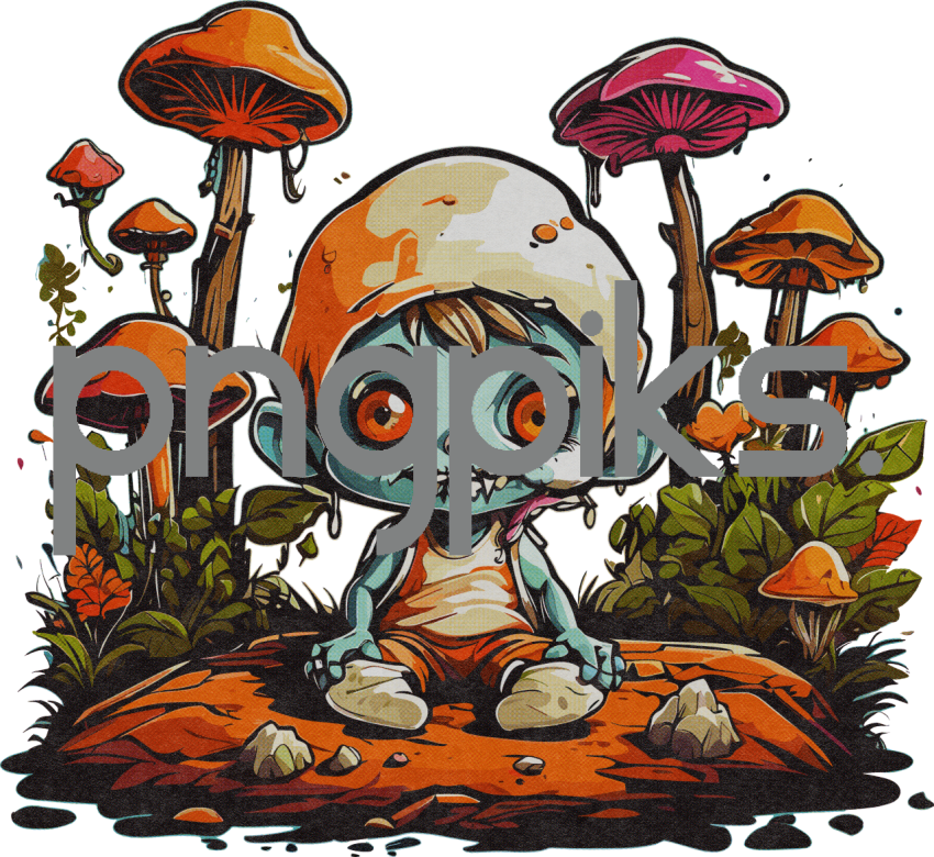 10033502 Rise from the Rot! Half-Zombie Fungi: Cute Meets Creepy in this Quirky Tee Design