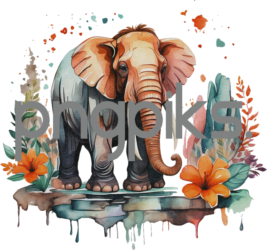 1414563 Artistic Elephant Mammoth Watercolor Tee: Print Effects