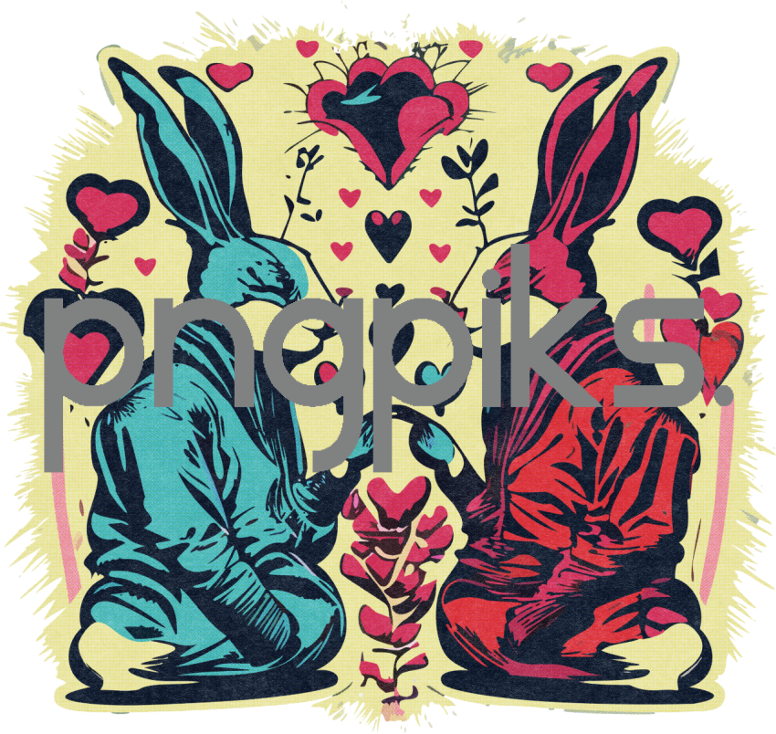 49125567 Whimsical Anti-Design Love Bunny Tee – Valentine's Halftone Wonderland
