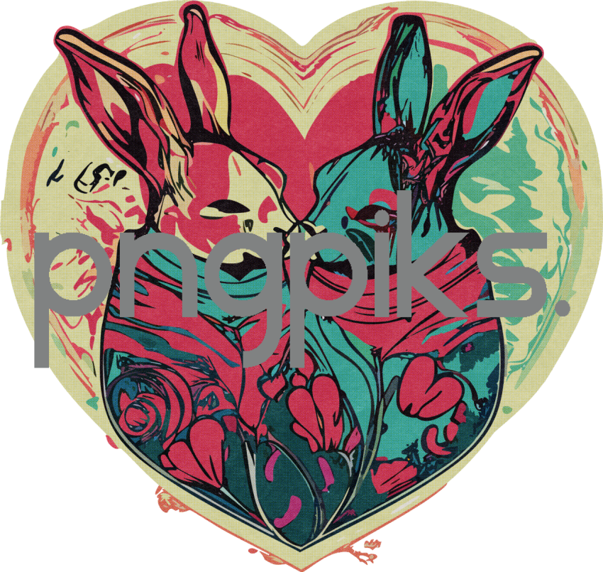 55319029 Whimsical Anti-Design Love Bunny Tee – Valentine's Halftone Wonderland