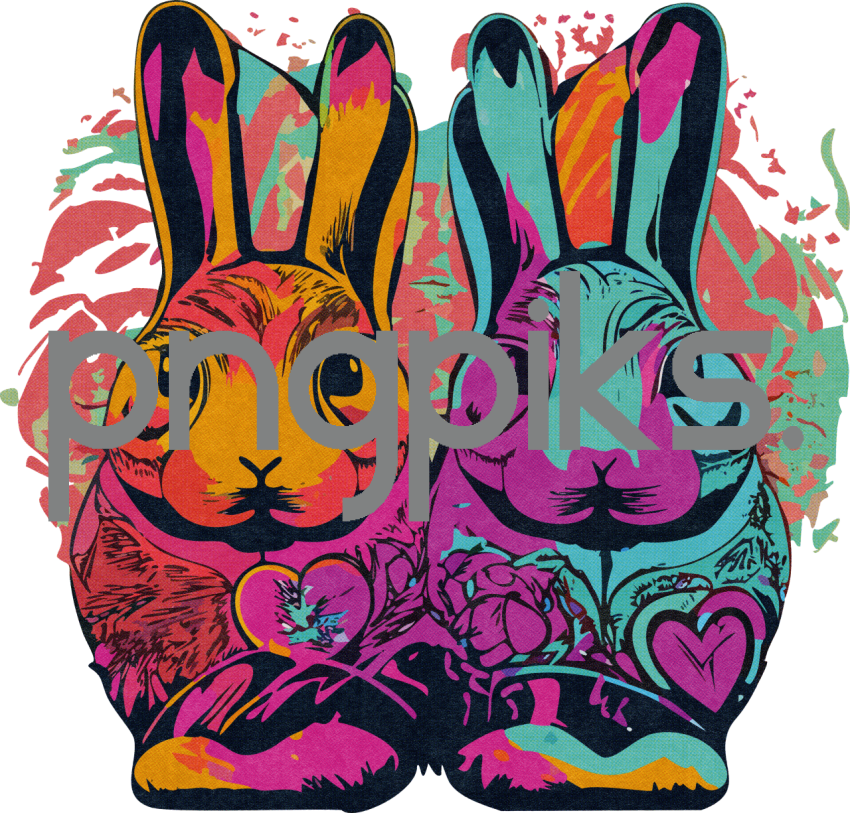 40824144 Serene Anti-Design Rabbit Valentine Shirt – Halftone Heartbeat Tranquility
