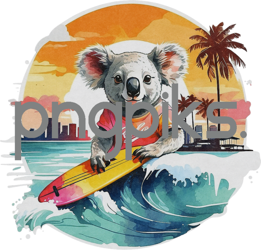 1867046 Anti design Panda bear surfing sunset watercolor design for tshirt