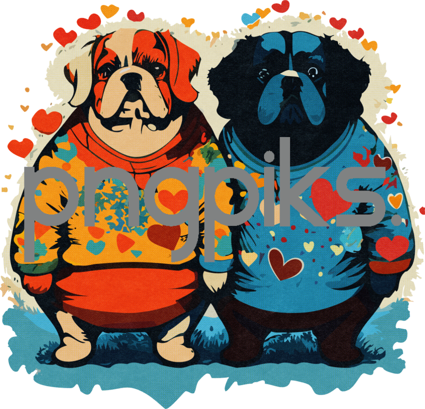10862338 Avant-Garde Pup Love: Halftone Dog Valentine PNG Art Revolutionizing T-Shirt Design