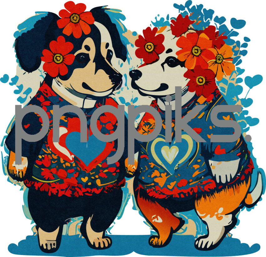 10259047 Anti Design Elegance: Dog Valentine PNG Art with Halftone Effect for Distinct T-Shirt Design