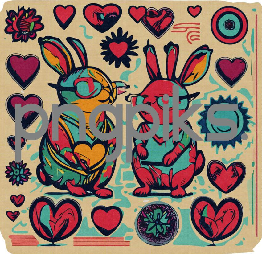 37013154 Whimsical Anti-Design Love Bunny Tee – Halftone Valentine Fantasy