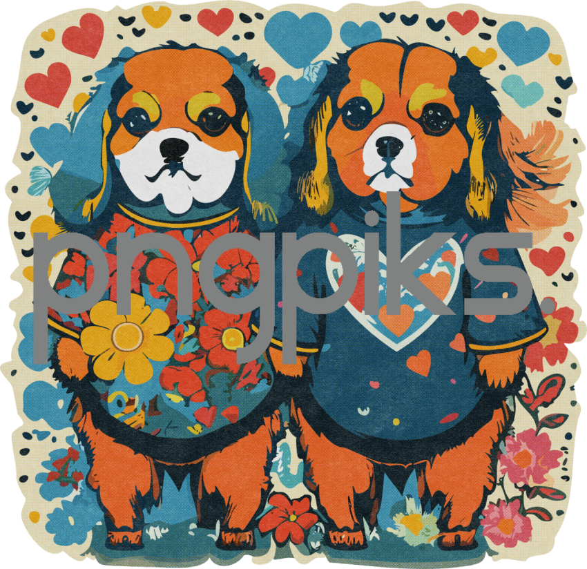 12876704 Dynamic Love Hues: Halftone Dog Valentine PNG Art for Vibrant T-Shirt Designs