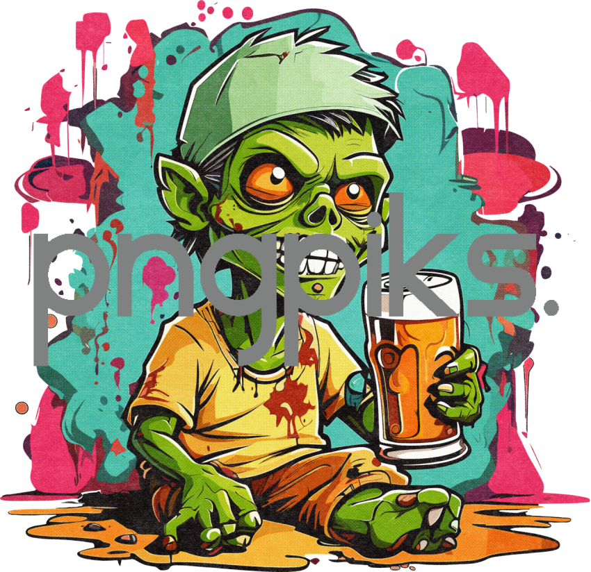 29481285 Anti Design Funny Zombie Drinking Beer Tshirt for Print on Demand