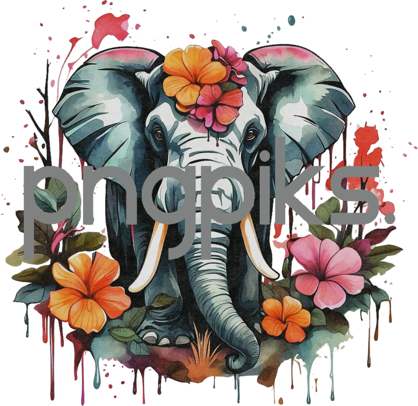 1546650 Elephant Mammoth Art: Watercolor Anti-Design Tee with Print Effects