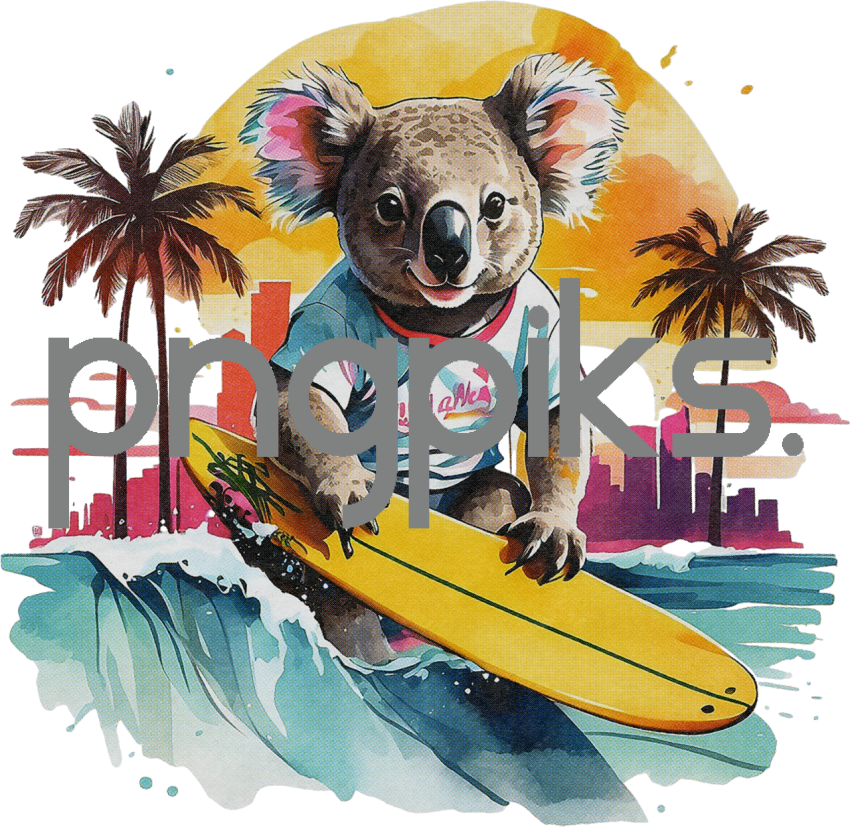 1004279 Anti design Panda bear surfing sunset watercolor design for tshirt