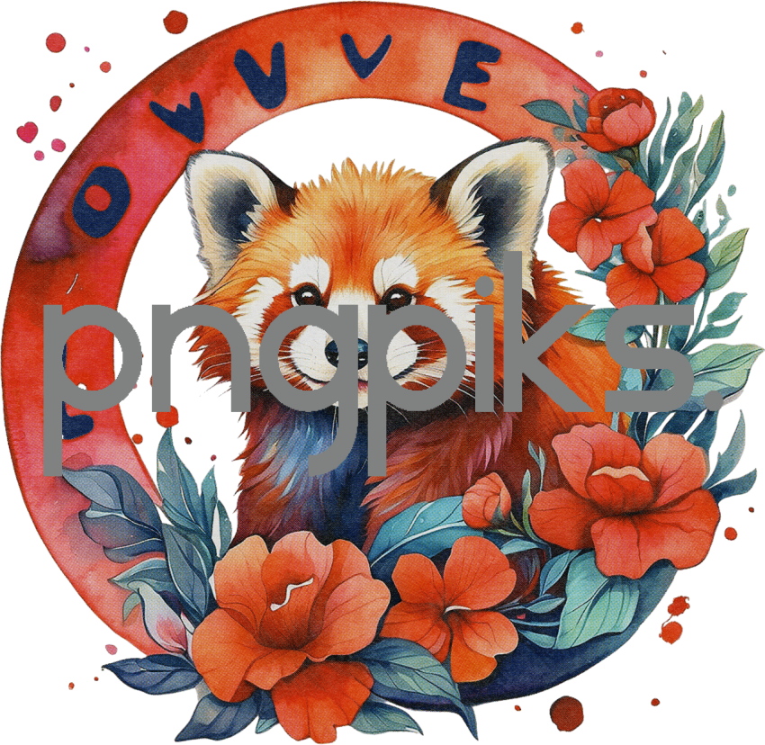 1286542 Express Your Love with the Exquisite Anti Design Watercolor Red Panda Flowers Valentine T-Shirt