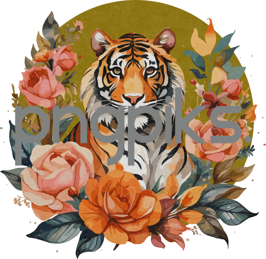 1184970 Anti Design watercolor style tiger flowers tshirt design