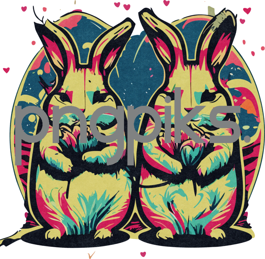 28278482 Abstract Anti-Design Bunny Love Tee – Halftone Valentine Fusion