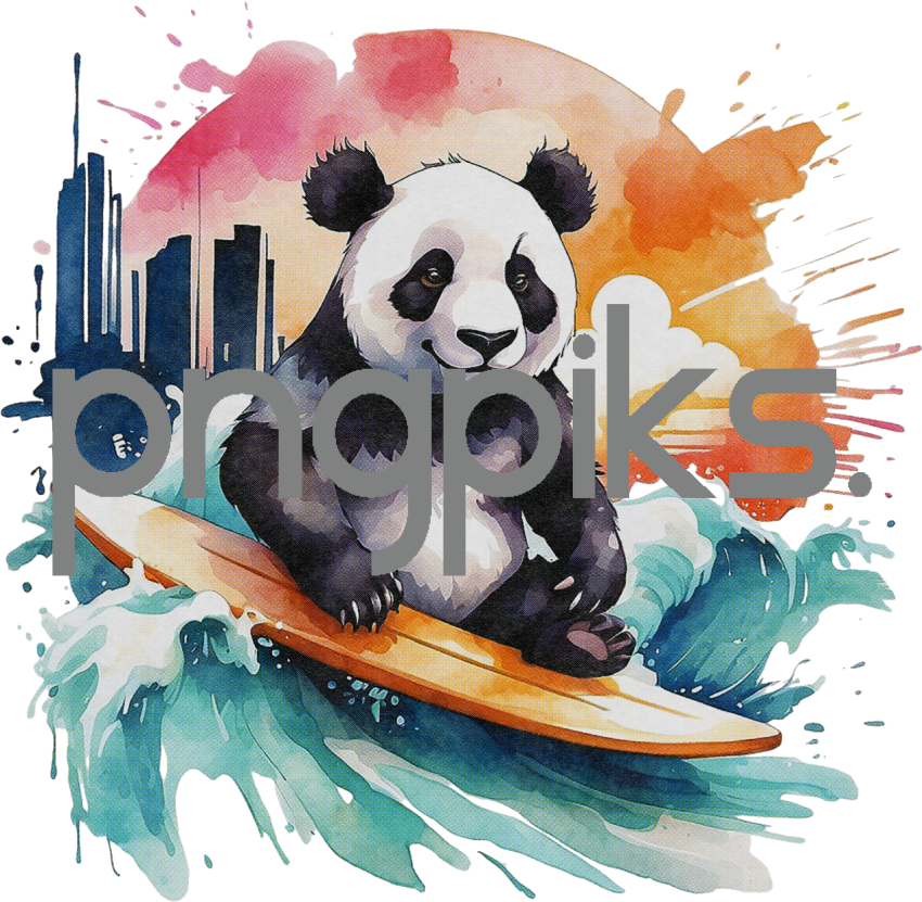 1639605 Anti design Panda bear surfing sunset watercolor design for tshirt