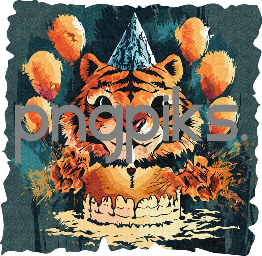 17698474 Happy Birthday Funnies Cartoon Tiger - Abstract Wall Art Design For T-Shirt Print On Demand