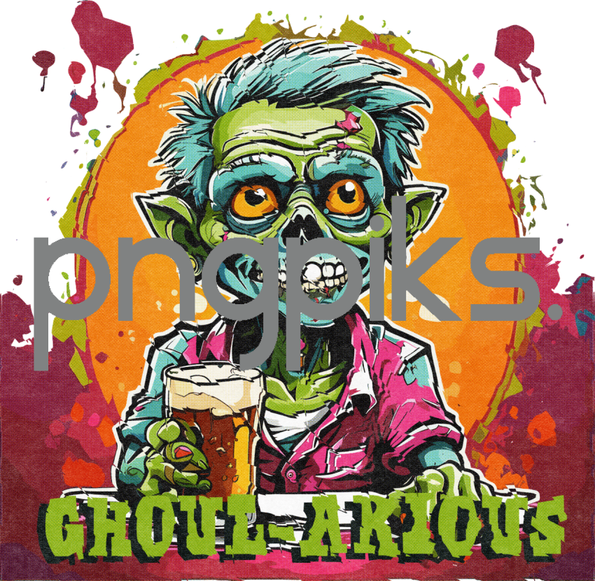 67810311 Ghoul akious - Anti Design Funny Zombie Drinking Beer T-Shirt Design - Print on Demand