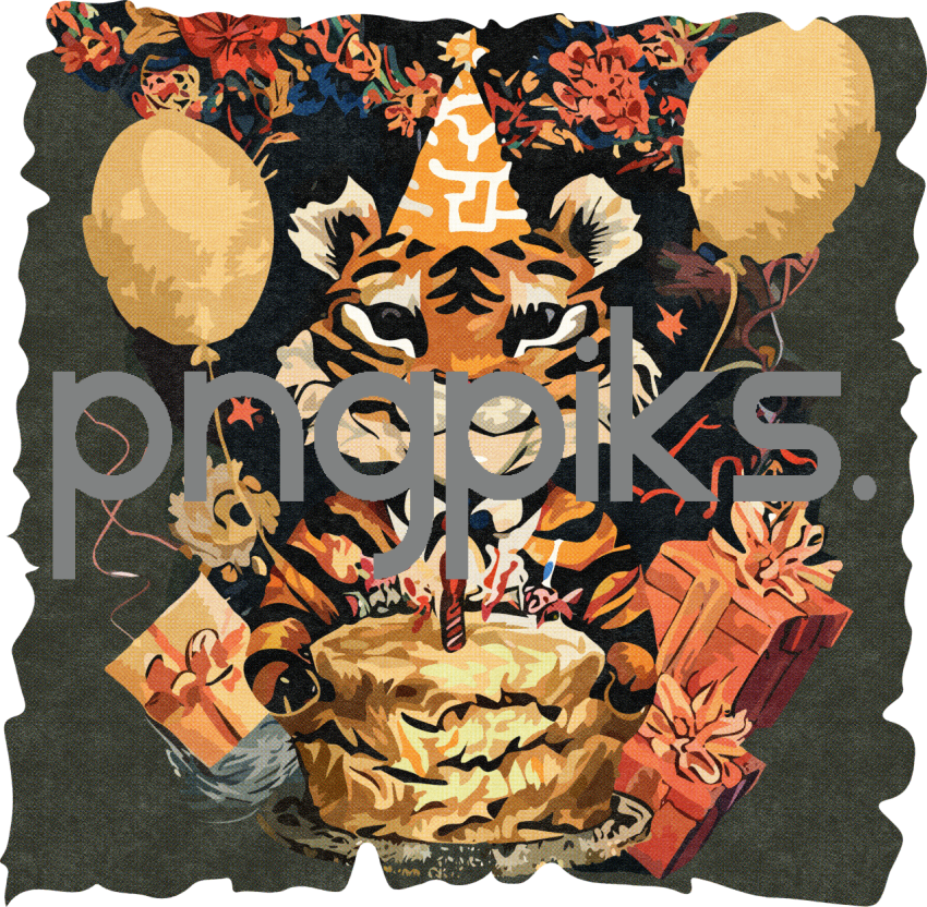 11038042 Happy Birthday Funnies: Cartoon Tiger Zodiac Art for T-Shirts and POD