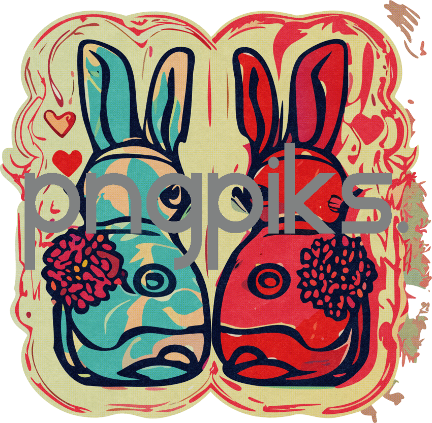 32438570 Vibrant Anti-Design Bunny Valentine Top – Halftone Heartbeat Groove