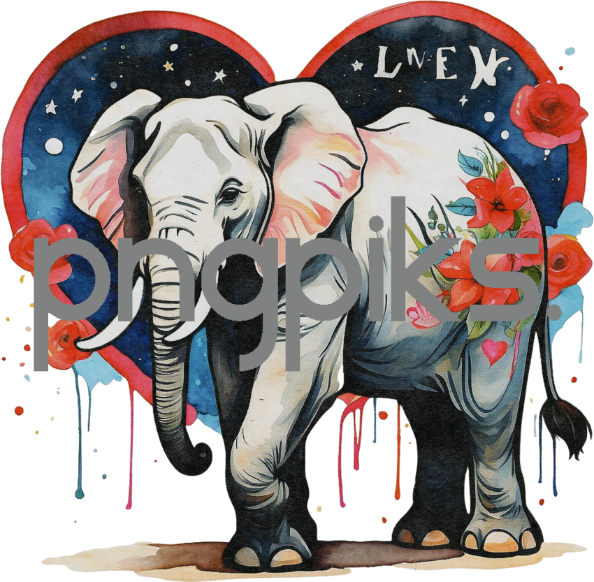 1051251 Anti Design watercolor cute elephant flowers valentine tshirt design