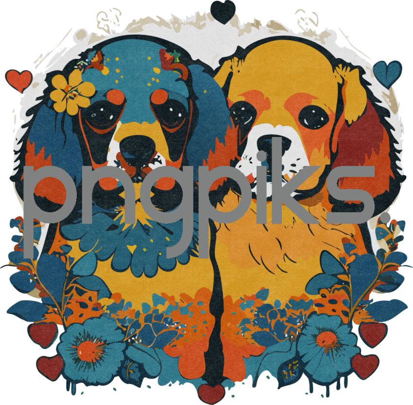 12325149 Doggone Artistry: Valentine PNG Design with Halftone Elegance for Statement T-Shirts