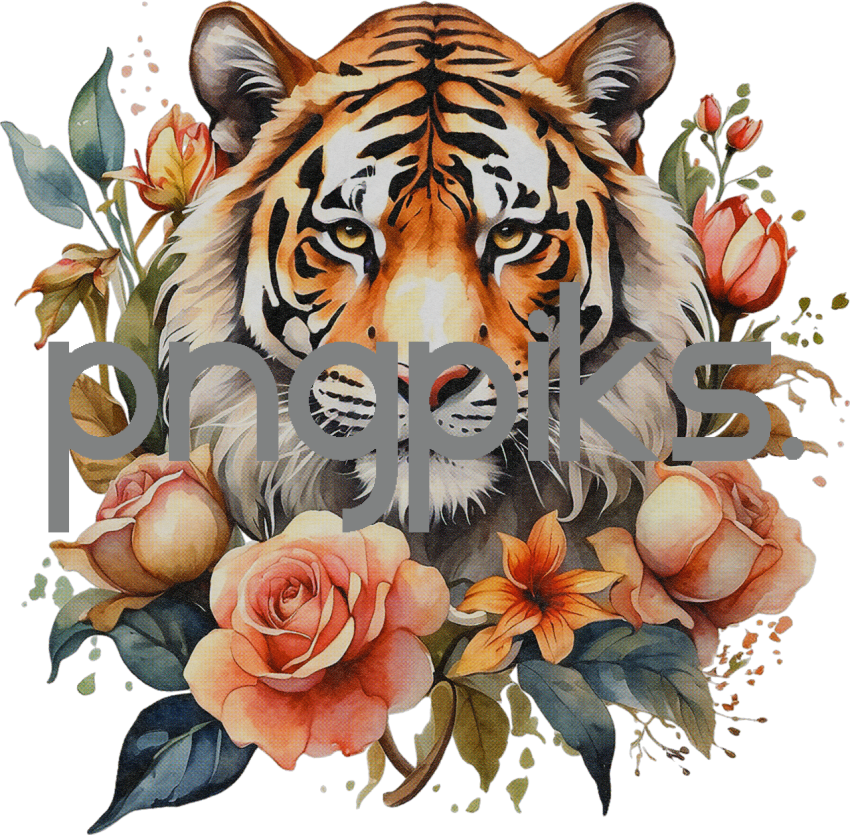 1145668 Anti Design watercolor style tiger flowers tshirt design