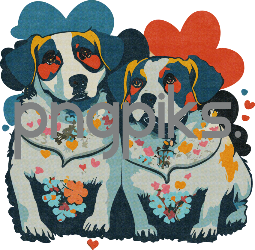 15519486 Radiant Canine Romance: Halftone Dog Valentine PNG Art for Heartfelt T-Shirt Designs