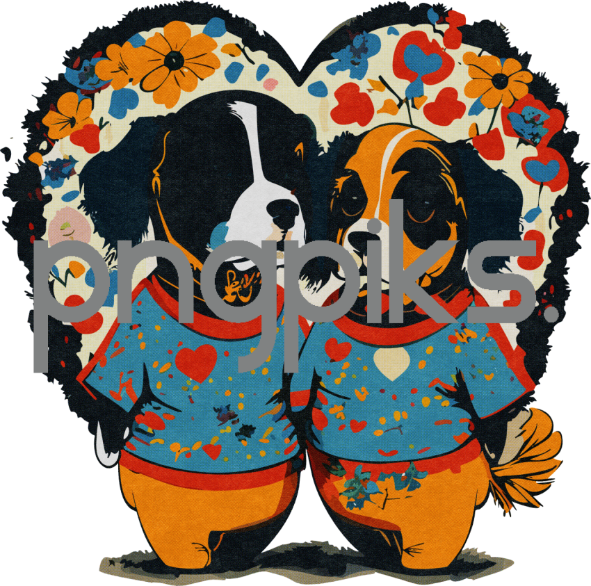 10121627 Expressive Anti-Design: Unique Dog Valentine PNG Art with Halftone Effect for Trendy T-Shirt Design
