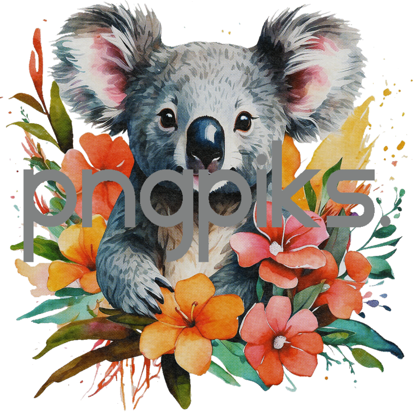 1929753 Anti-Design Watercolor Koala Flowers T-Shirt: Artistic Print Effects