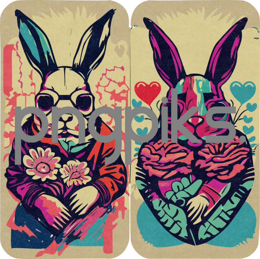 44443681 Eclectic Anti-Design Love Bunny Tee – Valentine's Halftone Fusion