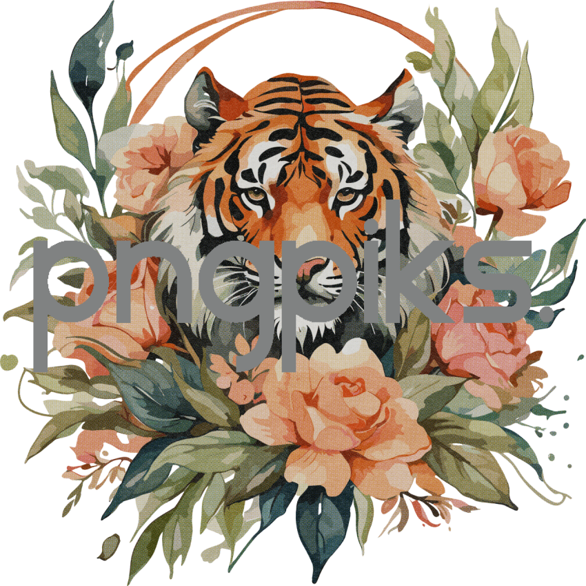 1212947 Where Blooms Bite Back: Watercolor Tiger's Anti-Design Roar Tee