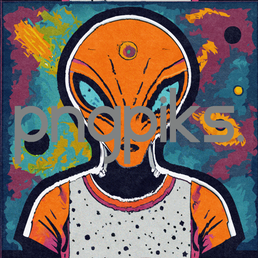 12982601 Alien Allure: Orange Astronaut Explorer in Anti Design T-shirt, Painting a Colorful Cosmic Canvas
