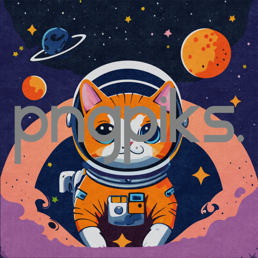 50170465 Galactic Whisker Wonders: Orange Cat Astronaut Ventures into a Colorful Galaxy - Anti Design T-shirt Marvel