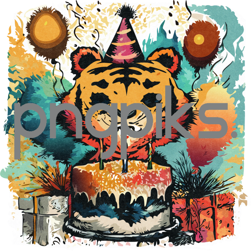 17187908 Happy Birthday Funnies Cartoon Tiger Print - Abstract Wall Art for T-Shirts