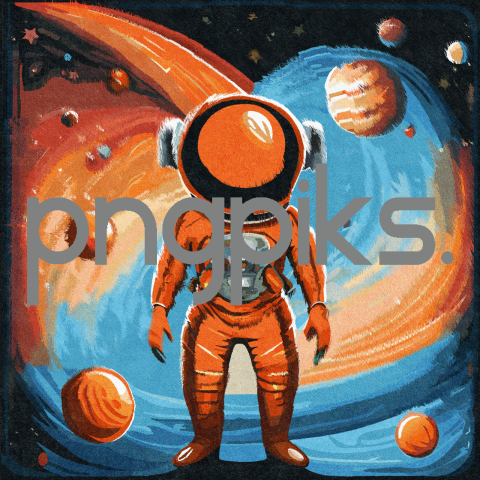 17878685 Cosmic Elegance Unveiled: Orange Alien Astronaut Stars in Anti Design's Colorful Galaxy Tee