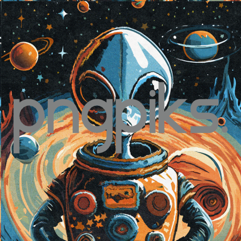 18960912 Alien Aura: Orange Astronaut Explorer Takes Center Stage in Anti Design's Colorful Galaxy Tee