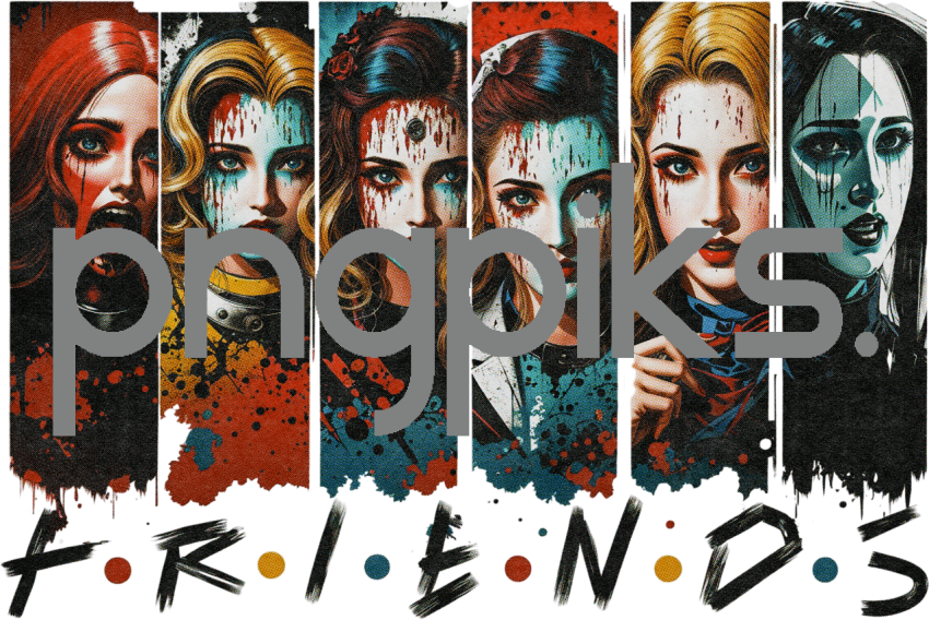 290723HH28 Sinister Beauty: Colorful Horror Movie Female Portraits for Unforgettable T-Shirt Designs