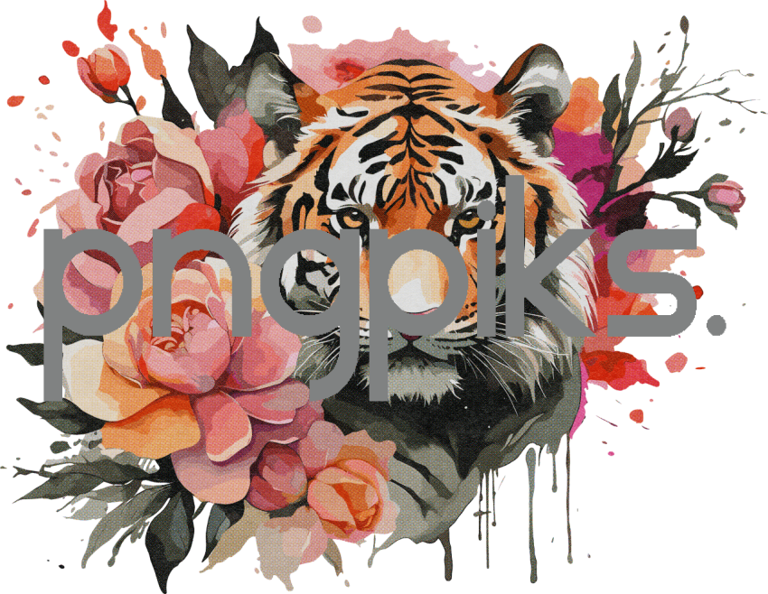 1238032 Paint Your Roar: Untamed Tiger Blooms in Anti-Design Tee