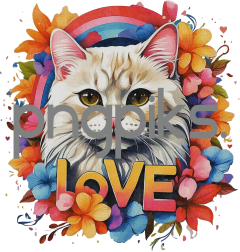1245556 Celebrate Love and Elegance with our Captivating Anti Design Watercolor Persian Cat Flowers Valentine T-Shirt
