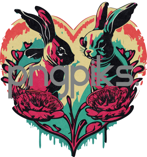 54367897 Whimsical Anti-Design Bunny Love Tee – Valentine's Halftone Fairytale