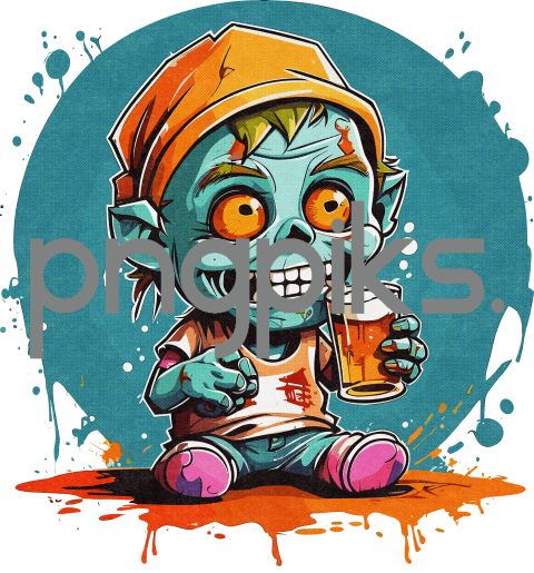 23186746 Anti Design Zombie Drinking Beer - Funny T-Shirt Design for Print on Demand