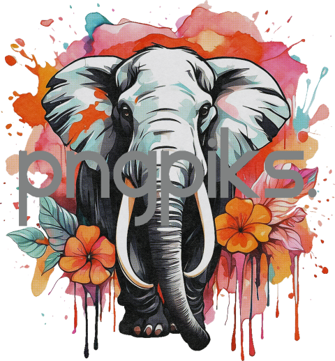 1026094 Artistic Watercolor Anti-Design Elephant Mammoth Tee: Print Effects