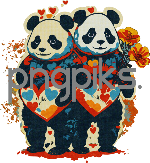 72711634 Unique Love Expression: Anti-Design Panda Tee for Valentine's