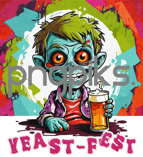45516748 Funny Zombie Beer T-Shirt Design for Print on Demand