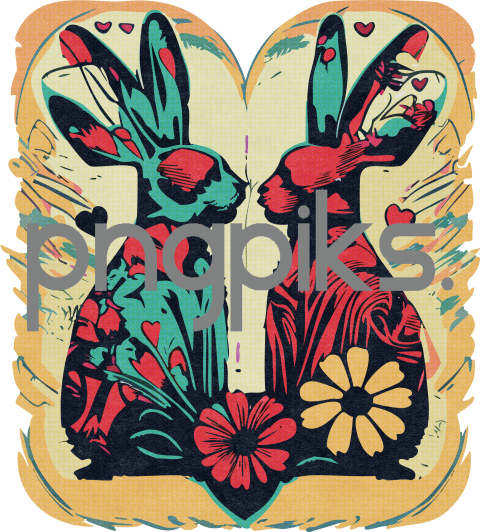 19041127 Expressive Anti-Design Bunny Valentine Top – Artistic Halftone Vibes