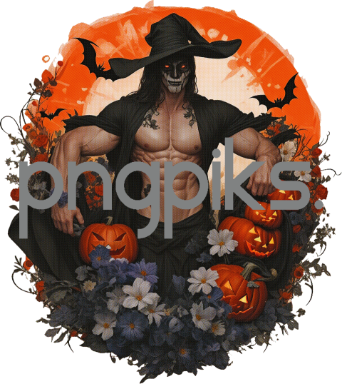 T7483103 Halloween Witchies Creepy Flowers: Sexy Strong Man Design for T-shirt