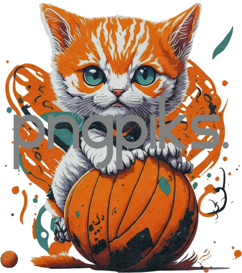 4931987 Kitten Plays Basketball Design for T-Shirt | Sporty and Perfect for Cat Lovers
