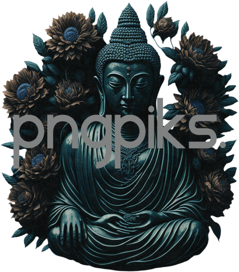 290723H33 Buddha and Flowers Illustration: Design for T-Shirt